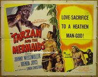 h149 TARZAN & THE MERMAIDS style B half-sheet movie poster '48 Weissmuller