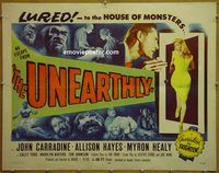 h151 UNEARTHLY half-sheet movie poster '57 John Carradine, Allison Hayes