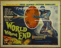 h155 WORLD WITHOUT END style B half-sheet movie poster '56 Marlowe, sci-fi!