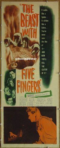 h004 BEAST WITH FIVE FINGERS linen insert movie poster '47 Peter Lorre