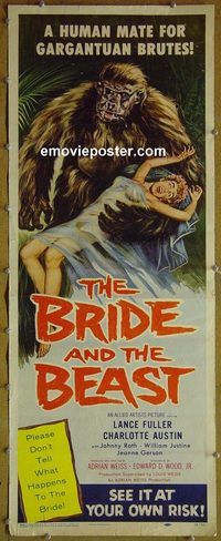 h078 BRIDE & THE BEAST insert movie poster '58 Ed Wood