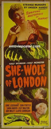 h099 SHE-WOLF OF LONDON insert movie poster R51 Universal horror!