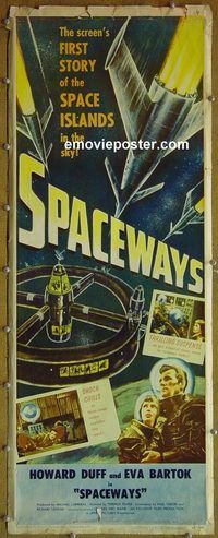 h102 SPACEWAYS insert movie poster '53 Hammer sci-fi, Howard Duff