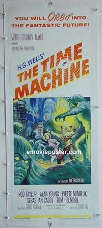 h003 TIME MACHINE linen insert movie poster '60 Rod Taylor, Mimieux