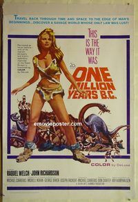 h164 ONE MILLION YEARS BC one-sheet movie poster '66 sexy Raquel Welch!