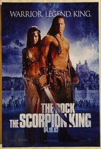 h271 SCORPION KING 'blue' DS teaser one-sheet movie poster '02 The Rock!