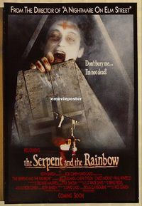 h321 SERPENT & THE RAINBOW advance one-sheet movie poster '88 Wes Craven
