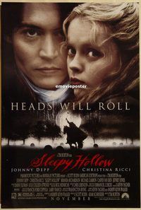 h274 SLEEPY HOLLOW DS advance one-sheet movie poster '99 Johnny Depp, Ricci