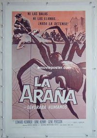 h043 SPIDER linen Spanish/U.S. one-sheet movie poster '58 Bert I. Gordon