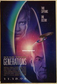 h281 STAR TREK: GENERATIONS DS int'l advance 1sh '94 Patrick Stewart as Picard, William Shatner as Kirk!