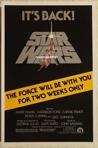 h206 STAR WARS 1sh R81 George Lucas classic sci-fi epic, Hamill & Fisher 2 weeks only!