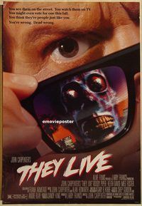 h285 THEY LIVE DS one-sheet movie poster '88 Roddy Piper, John Carpenter