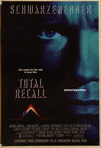 h325 TOTAL RECALL advance one-sheet movie poster '90 Arnold Schwarzenegger