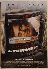 h293 TRUMAN SHOW DS advance one-sheet movie poster '98 Jim Carrey, Ed Harris