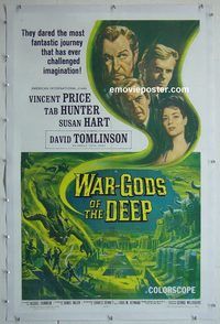 h033 WAR-GODS OF THE DEEP linen one-sheet movie poster '65 AIP, Price