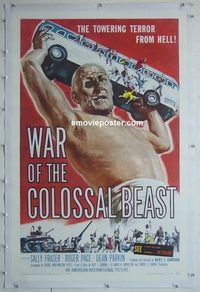 h032 WAR OF THE COLOSSAL BEAST linen one-sheet movie poster '58 Bert Gordon