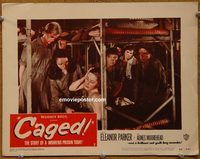 m065 CAGED movie lobby card #7 '50 Eleanor Parker in prison!
