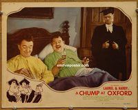 m082 CHUMP AT OXFORD movie lobby card #2 R46 Laurel & Hardy in bed!