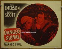m108 DANGER SIGNAL movie lobby card '45 Zachary Scott, film noir!
