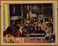 m206 FOURTH HORSEMAN movie lobby card '32 Tom Mix in charge of crowd!
