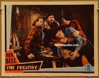 m210 FUGITIVE #2 movie lobby card '33 Rex Bell fights with bad guys!