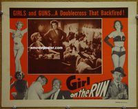 m222 GIRL ON THE RUN movie lobby card '53 strippers and guns!