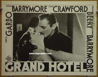 m236 GRAND HOTEL movie lobby card #4 R62 Garbo & Barrymore close up!