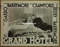 m237 GRAND HOTEL movie lobby card #5 R62 Garbo & John Barrymore in bed!