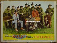 m255 HELP movie lobby card #3 '65 The Beatles with guns and drums!