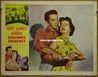 m261 HIGHWAY DRAGNET movie lobby card '54 Richard Conte, Joan Bennett