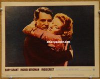 m288 INDISCREET movie lobby card #5 '58 Grant & Bergman embrace!