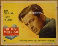 m329 LOST WEEKEND movie lobby card #2 '45 Wilder, Ray Milland close up!