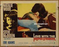 m334 LOVE WITH THE PROPER STRANGER movie lobby card #5 '64 kiss c/u!