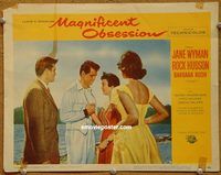 m340 MAGNIFICENT OBSESSION movie lobby card #6 '54 Rock Hudson, Wyman