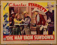 m342 MAN FROM SUNDOWN movie lobby card '39 BIG Charles Starrett!