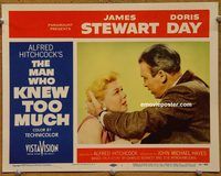 m343 MAN WHO KNEW TOO MUCH movie lobby card #1 '56 Stewart, Day