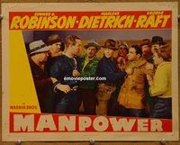 m351 MANPOWER movie lobby card '41 George Raft, Edward G. Robinson