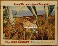 m459 SEA CHASE movie lobby card #1 '55 John Wayne, Lana Turner