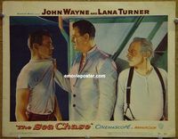 m461 SEA CHASE movie lobby card #4 '55 tough guy John Wayne!