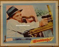 m503 SUDDENLY movie lobby card #2 '54 Frank Sinatra close up with gun!