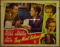 m530 THEY WON'T BELIEVE ME movie lobby card #5 '47 Robert Young, Greer