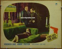 m532 THIS GUN FOR HIRE movie lobby card '42 Veronica Lake tied up!