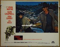 m563 TRUE GRIT movie lobby card #3 '69 John Wayne grabs Kim Darby!