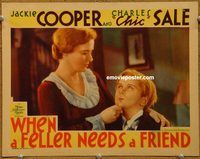 m603 WHEN A FELLER NEEDS A FRIEND movie lobby card '32 Jackie Cooper