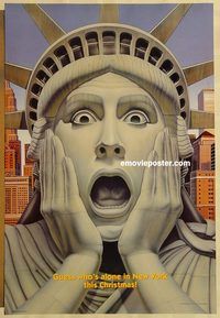 n087 HOME ALONE 2 DS teaser 1sh '92 wacky art of the Statue of Liberty!