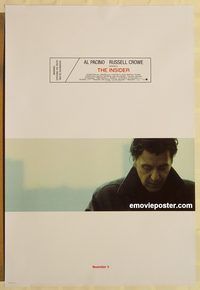 n095 INSIDER DS teaser one-sheet movie poster '99 Al Pacino, Russell Crowe