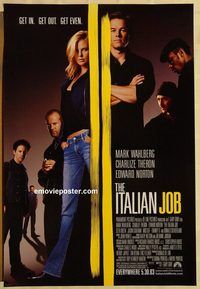 n097 ITALIAN JOB advance one-sheet movie poster '03 Mark Wahlberg,