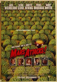 n121 MARS ATTACKS advance one-sheet movie poster '96 Nicholson, Burton, Fox