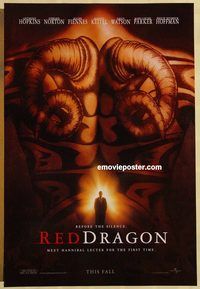 n161 RED DRAGON DS teaser one-sheet movie poster '02 Anthony Hopkins