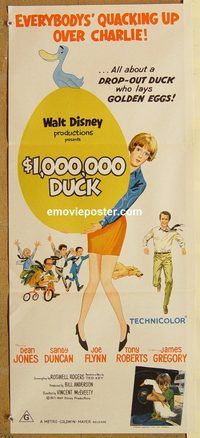 q163 $1,000,000 DUCK Australian daybill movie poster '71 Walt Disney